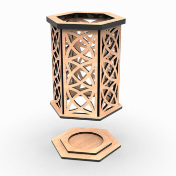 Intra απο ξύλο plywood 3mm-4mm πάχος Κηροπήγιο κοπής με λέιζερ Δίασταση 15x15 cm INTRAFABR-105151773 - Image 4