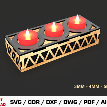 Intra απο ξύλο plywood 3mm-4mm πάχος Κηροπήγιο κοπής με λέιζερ Δίασταση 15x15 cm INTRAFABR-105152206 - Image 1