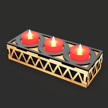 Intra απο ξύλο plywood 3mm-4mm πάχος Κηροπήγιο κοπής με λέιζερ Δίασταση 15x15 cm INTRAFABR-105152206 - Image 2