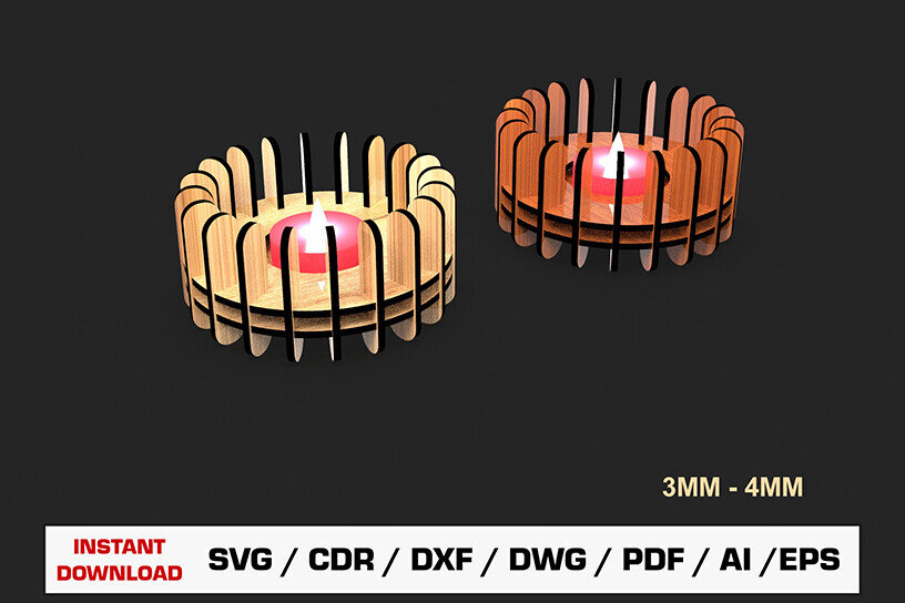 Intra απο ξύλο plywood 3mm-4mm πάχος Κηροπήγιο κοπής με λέιζερ Δίασταση 15x15 cm INTRAFABR-105152387