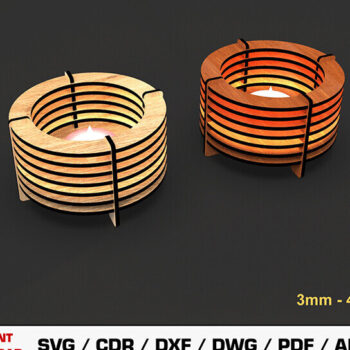 Intra απο ξύλο plywood 3mm-4mm πάχος Κηροπήγιο κοπής με λέιζερ Δίασταση 15x15 cm INTRAFABR-93326308 - Image 1