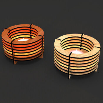 Intra απο ξύλο plywood 3mm-4mm πάχος Κηροπήγιο κοπής με λέιζερ Δίασταση 15x15 cm INTRAFABR-93326308 - Image 2