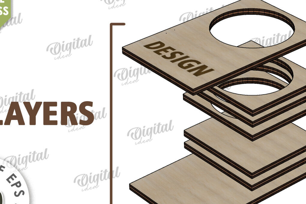 Intra απο ξύλο plywood 3mm-4mm πάχος Κηροπήγιο με λέιζερ υποδοχής Match Box Δίασταση 30x20 cm INTRAFABR-112151059 - Image 2