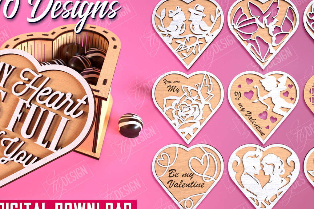 Intra απο ξύλο plywood 3mm-4mm πάχος Candy Box για την Ημέρα του Αγίου Βαλεντίνου | CNC Δίασταση 15x15 cm INTRAFABR-113523920