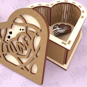 Intra απο ξύλο plywood 3mm-4mm πάχος Candy Box Ημέρα του Αγίου Βαλεντίνου | Σχήμα Καρδιάς Δίασταση 15x15 cm INTRAFABR-112901148