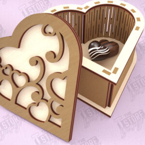 Intra απο ξύλο plywood 3mm-4mm πάχος Candy Box Ημέρα του Αγίου Βαλεντίνου | Σχήμα Καρδιάς Δίασταση 15x15 cm INTRAFABR-112901131