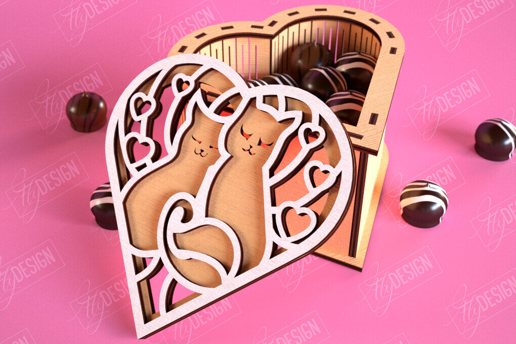 Intra απο ξύλο plywood 3mm-4mm πάχος Candy Box Ημέρα του Αγίου Βαλεντίνου | Κουτί θεραπείας Δίασταση 15x15 cm INTRAFABR-113523234