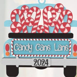 Intra απο ξύλο plywood 3mm-4mm πάχος Στολίδι Candy Cane Lane Truck Δίασταση 8x8 cm INTRAFABR-107909522