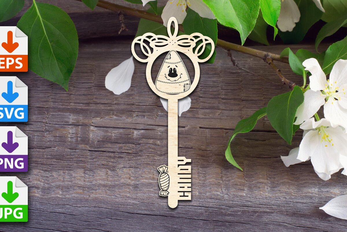 Intra απο ξύλο plywood 3mm-4mm πάχος Κλειδί αποκριών καλαμποκιού καραμέλα Δίασταση 15x15 cm INTRAFABR-39661537