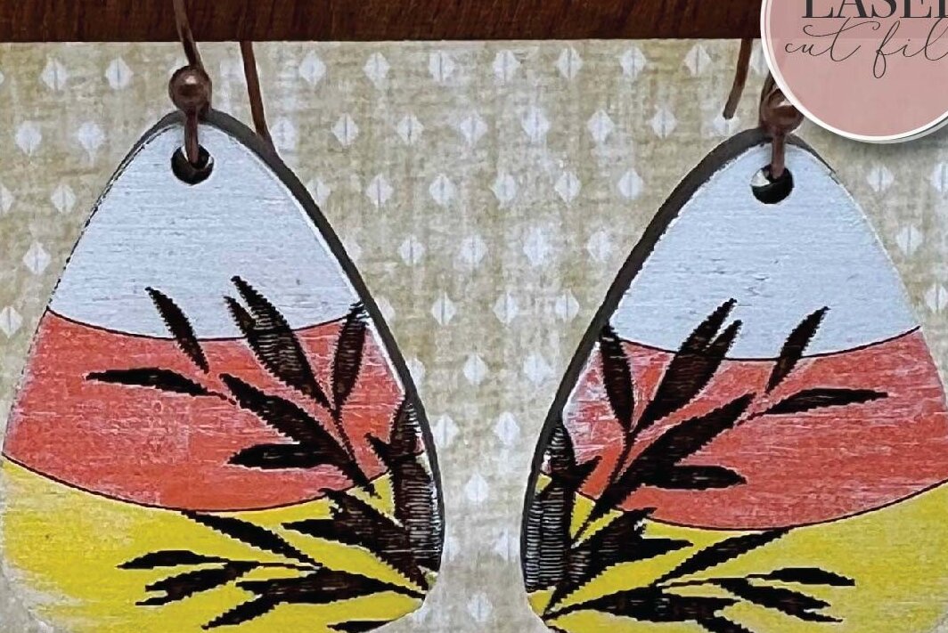 Intra απο ξύλο plywood 3mm-4mm πάχος Σκουλαρίκια λέιζερ Candy Corn Δίασταση 3x3 cm INTRAFABR-73351674