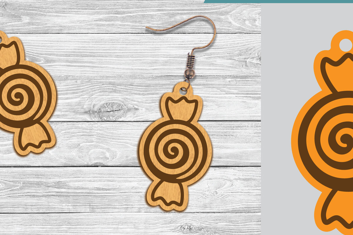 Intra απο ξύλο plywood 3mm-4mm πάχος Σκουλαρίκια Candy Cut  Δίασταση 3x3 cm INTRAFABR-104776389