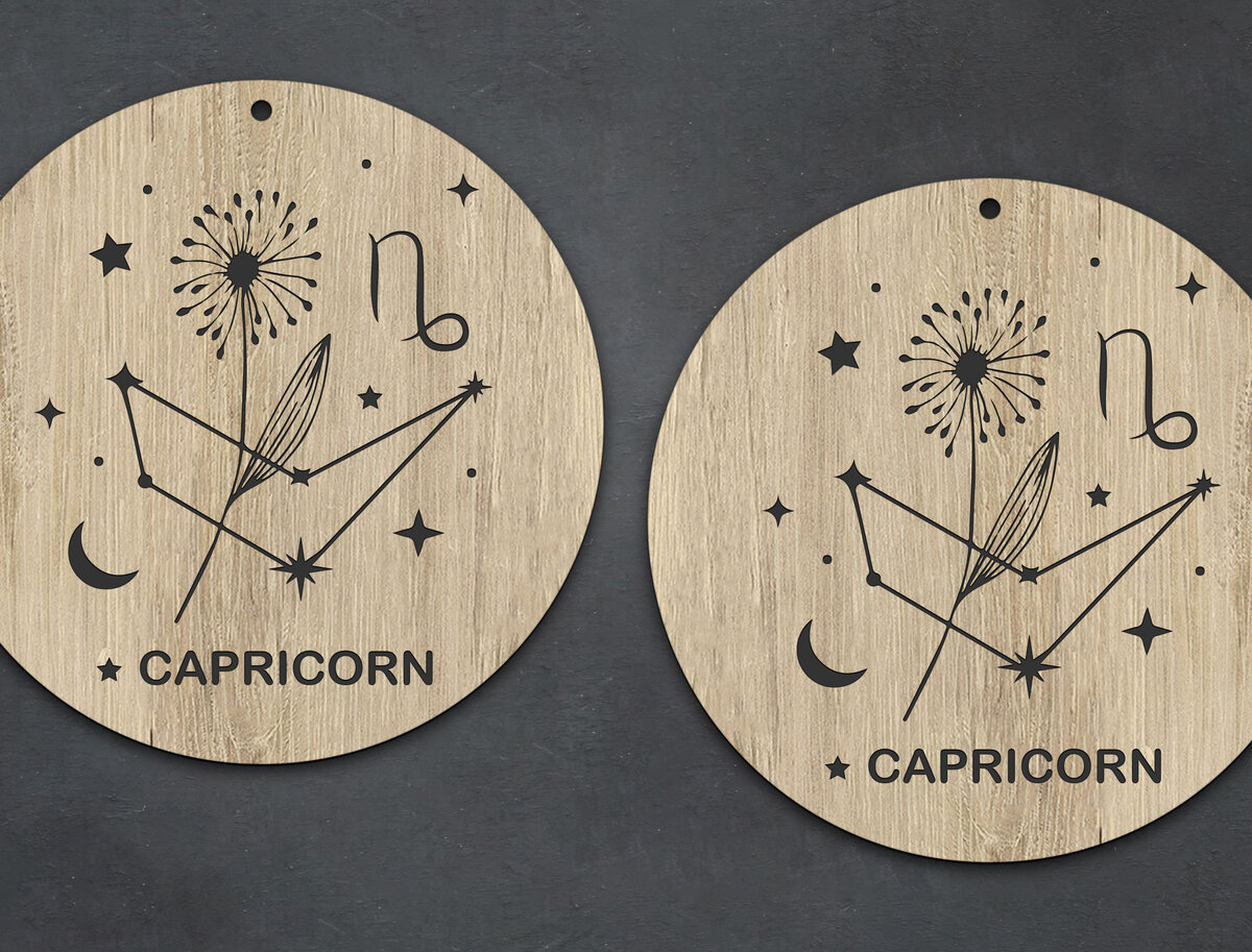 Intra απο ξύλο plywood 3mm-4mm πάχος Σκουλαρίκια Αιγόκερως Zodiac Boho Δίασταση 2x2 cm INTRAFABR-28538283 - Image 2