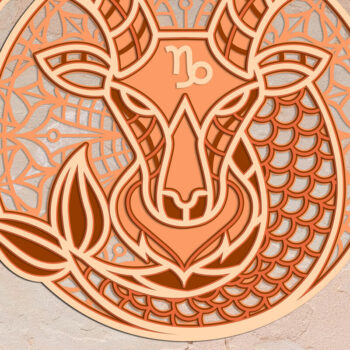 Intra απο ξύλο plywood 3mm-4mm πάχος Διακοσμητικό τοίχου Capricornus Zodiac Δίασταση 40x40 cm INTRAFABR-100321963 - Image 1