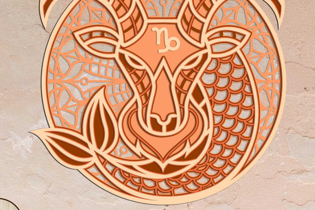 Intra απο ξύλο plywood 3mm-4mm πάχος Διακοσμητικό τοίχου Capricornus Zodiac Δίασταση 40x40 cm INTRAFABR-100321963