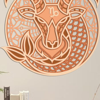 Intra απο ξύλο plywood 3mm-4mm πάχος Διακοσμητικό τοίχου Capricornus Zodiac Δίασταση 40x40 cm INTRAFABR-100321963 - Image 2