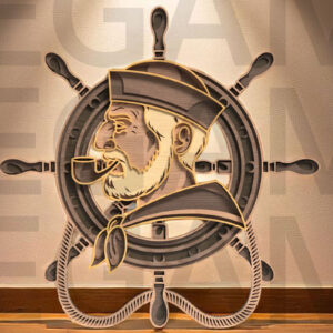 Intra απο ξύλο plywood 3mm-4mm πάχος Captain Sailor Wheel Layered Δίασταση 4x4 cm INTRAFABR-123611995