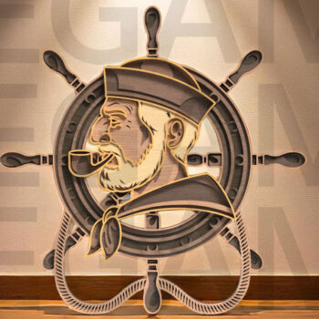 Intra απο ξύλο plywood 3mm-4mm πάχος Captain Sailor Wheel Layered Δίασταση 4x4 cm INTRAFABR-123611995 - Image 1