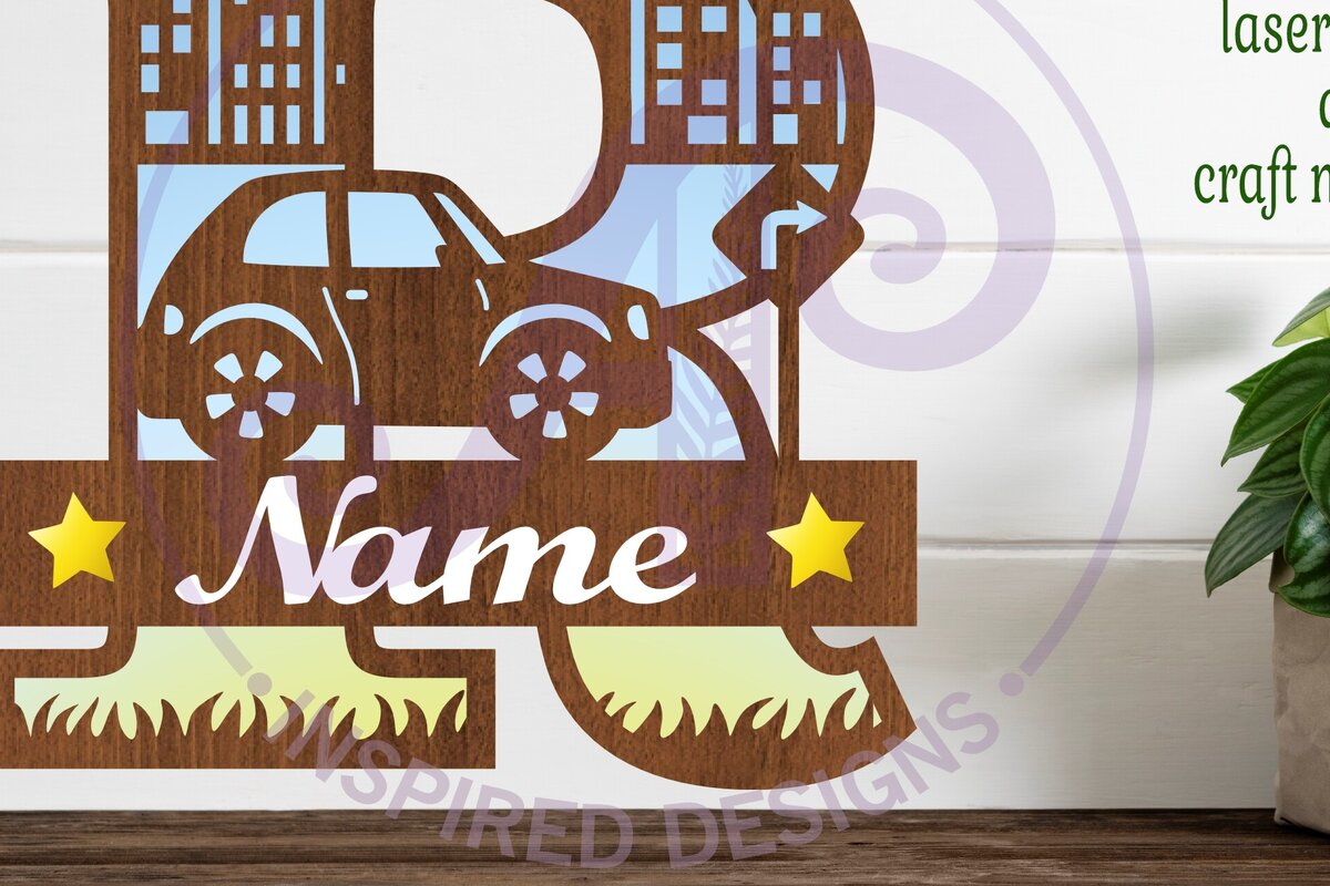 Intra απο ξύλο plywood 3mm-4mm πάχος Μονόγραμμα κεφαλαίου αυτοκινήτου Γράμμα R Δίασταση 9x9 cm INTRAFABR-100098315