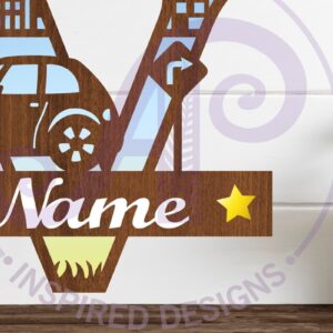 Intra απο ξύλο plywood 3mm-4mm πάχος Μονόγραμμα κεφαλαίου αυτοκινήτου Επιστολή V Δίασταση 9x9 cm INTRAFABR-100098416