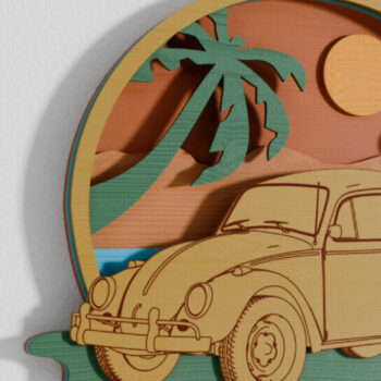 Intra απο ξύλο plywood 3mm-4mm πάχος Αυτοκίνητο στην παραλία Σκηνή περι Δίασταση 40x40 cm INTRAFABR-106755993 - Image 2