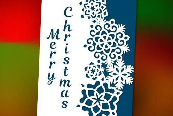 Intra απο ξύλο plywood 3mm-4mm πάχος Κάρτα Καλά Χριστούγεννα με νιφάδες χιονιού Δίασταση 5x7 cm INTRAFABR-32872555