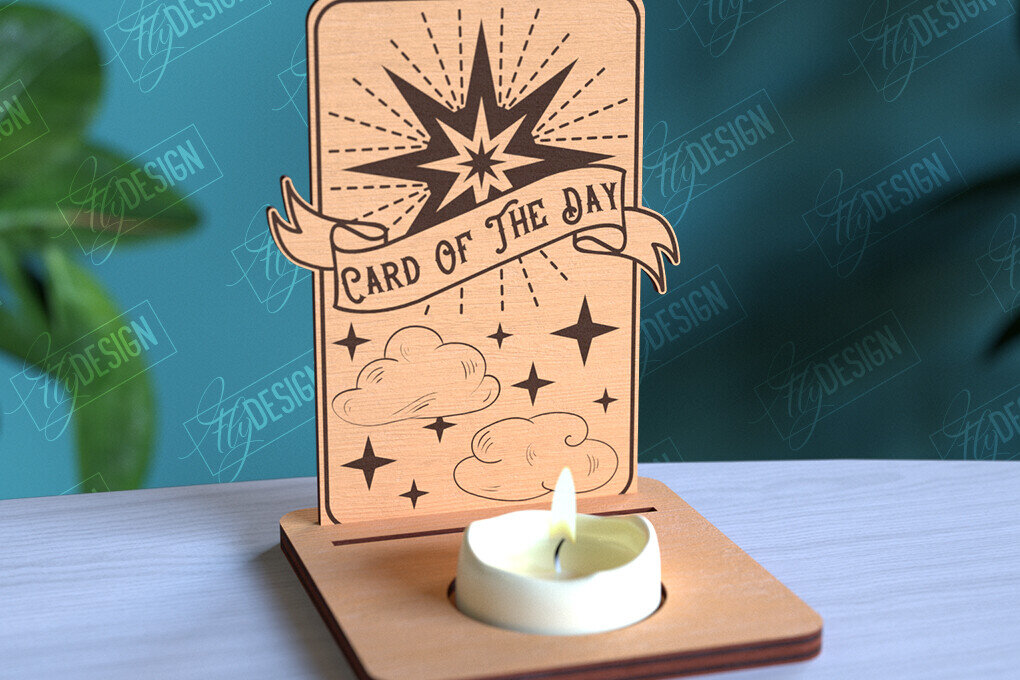 Intra απο ξύλο plywood 3mm-4mm πάχος Σχέδιο θήκης κάρτας Ταρώ της ημέρας Δίασταση 30x20 cm INTRAFABR-97019482