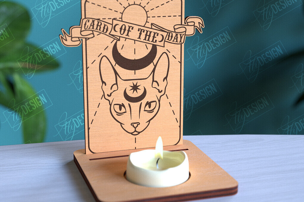 Intra απο ξύλο plywood 3mm-4mm πάχος Σχέδιο θήκης κάρτας Ταρώ της ημέρας Δίασταση 30x20 cm INTRAFABR-97019531