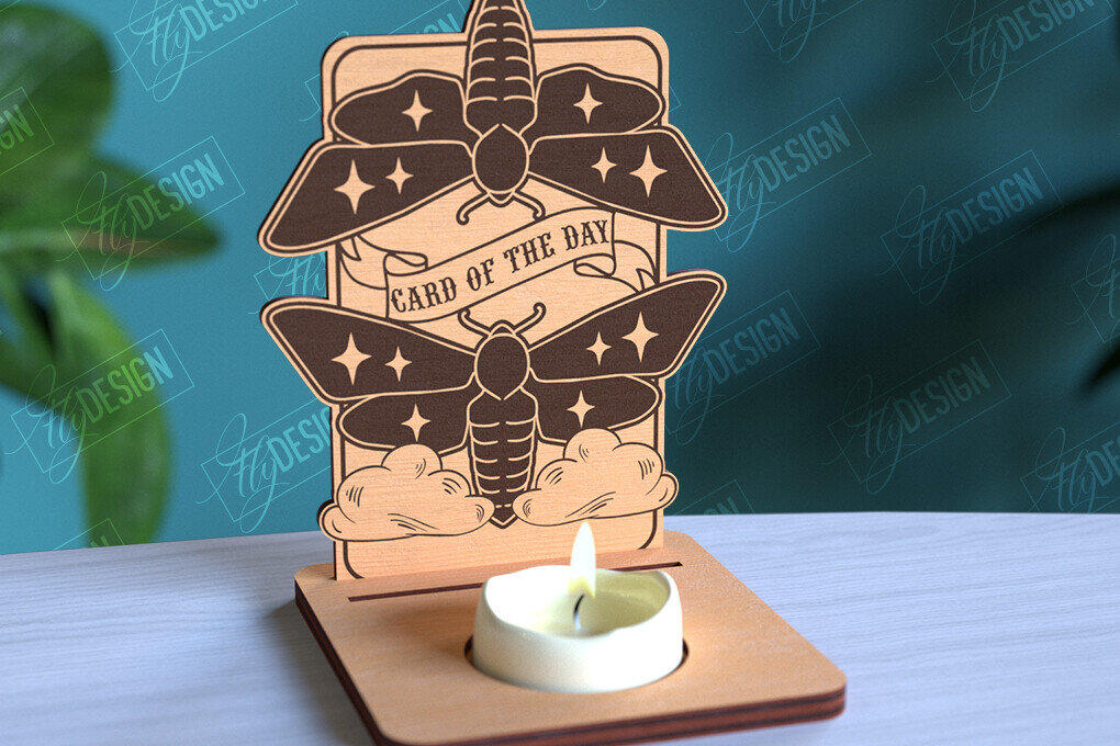 Intra απο ξύλο plywood 3mm-4mm πάχος Σχέδιο θήκης κάρτας Ταρώ της ημέρας Δίασταση 30x20 cm INTRAFABR-97019534