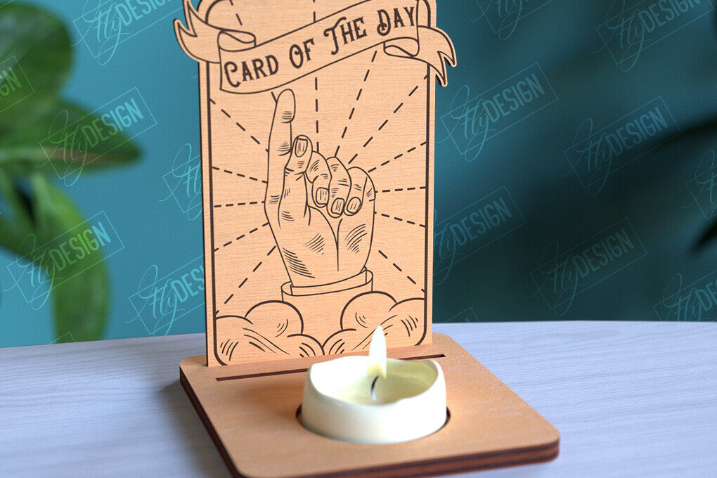 Intra απο ξύλο plywood 3mm-4mm πάχος Σχέδιο θήκης κάρτας Ταρώ της ημέρας Δίασταση 30x20 cm INTRAFABR-97019541