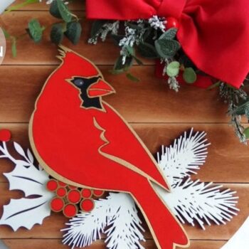Intra απο ξύλο plywood 3mm-4mm πάχος Cardinal Christmas Door Hanger Δίασταση 30x30 cm INTRAFABR-34501171 - Image 1