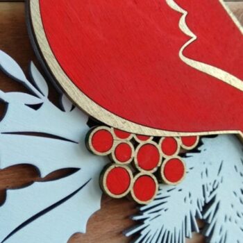 Intra απο ξύλο plywood 3mm-4mm πάχος Cardinal Christmas Door Hanger Δίασταση 30x30 cm INTRAFABR-34501171 - Image 2