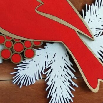 Intra απο ξύλο plywood 3mm-4mm πάχος Cardinal Christmas Door Hanger Δίασταση 30x30 cm INTRAFABR-34501171 - Image 5