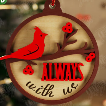 Intra απο ξύλο plywood 3mm-4mm πάχος Χριστουγεννιάτικο στολίδι Cardinal Memorial|CNC Δίασταση 8x8 cm INTRAFABR-107885901 - Image 1