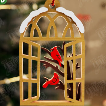 Intra απο ξύλο plywood 3mm-4mm πάχος Χριστουγεννιάτικο στολίδι Cardinal Memorial|CNC Δίασταση 8x8 cm INTRAFABR-107885916 - Image 1