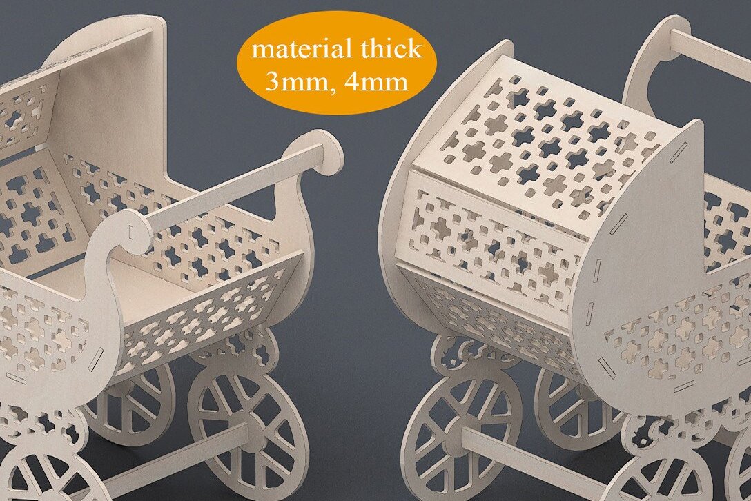 Intra απο ξύλο plywood 3mm-4mm πάχος Cnc  Carriage Baby Stroller Δίασταση 15x15 cm INTRAFABR-37056148 - Image 1