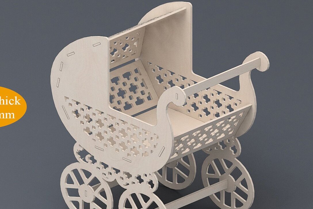 Intra απο ξύλο plywood 3mm-4mm πάχος Cnc  Carriage Baby Stroller Δίασταση 15x15 cm INTRAFABR-37056148 - Image 2