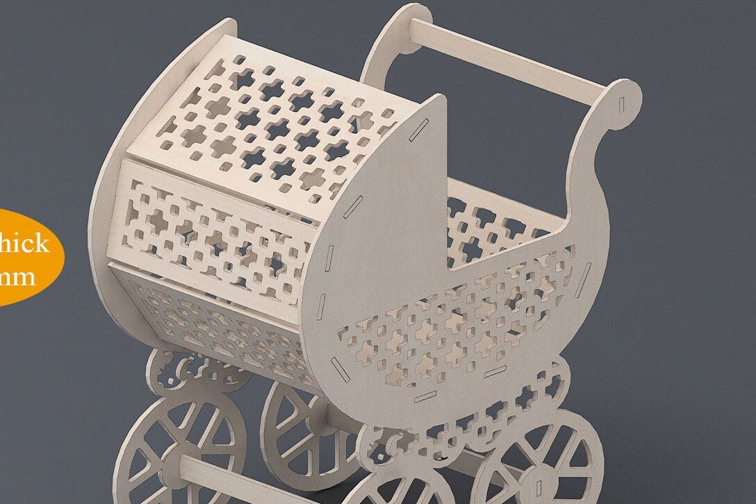 Intra απο ξύλο plywood 3mm-4mm πάχος Cnc  Carriage Baby Stroller Δίασταση 15x15 cm INTRAFABR-37056148 - Image 3