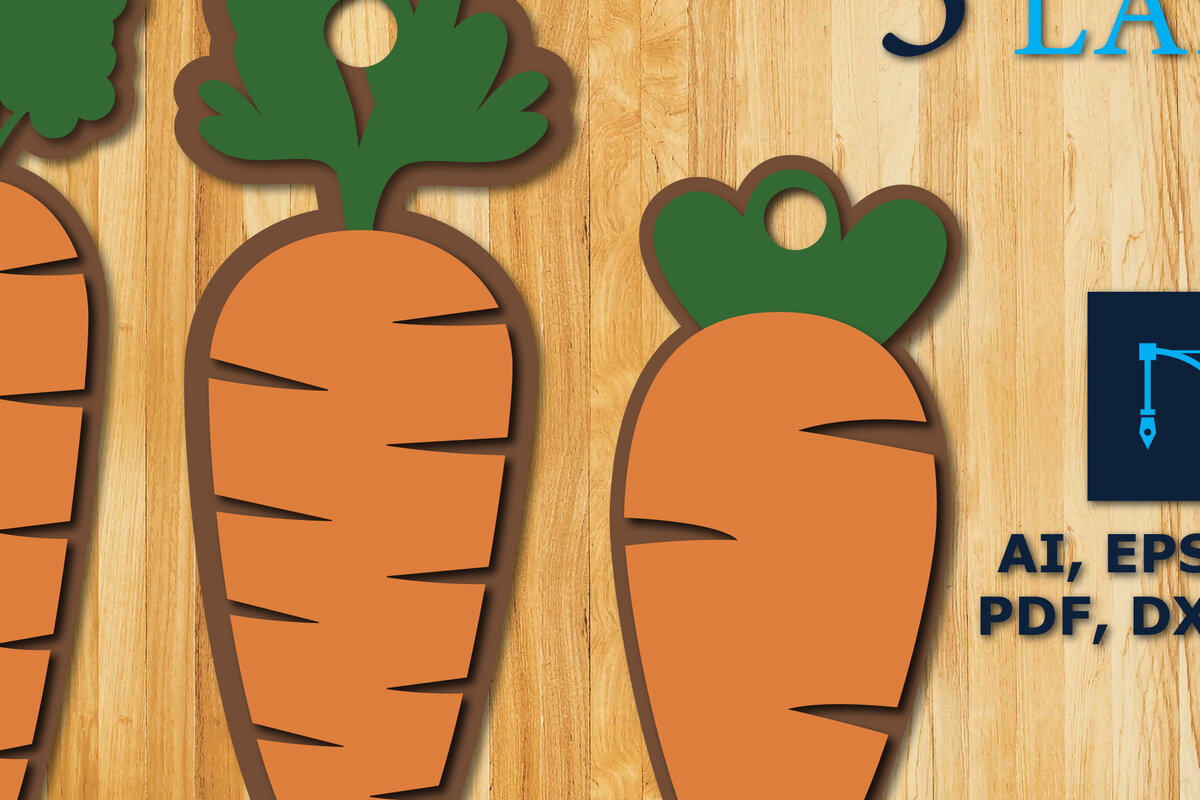 Intra απο ξύλο plywood 3mm-4mm πάχος Καρότο Πασχαλινό καλάθι Κρεμάστρα Cut File Δίασταση 15x15 cm INTRAFABR-25065672