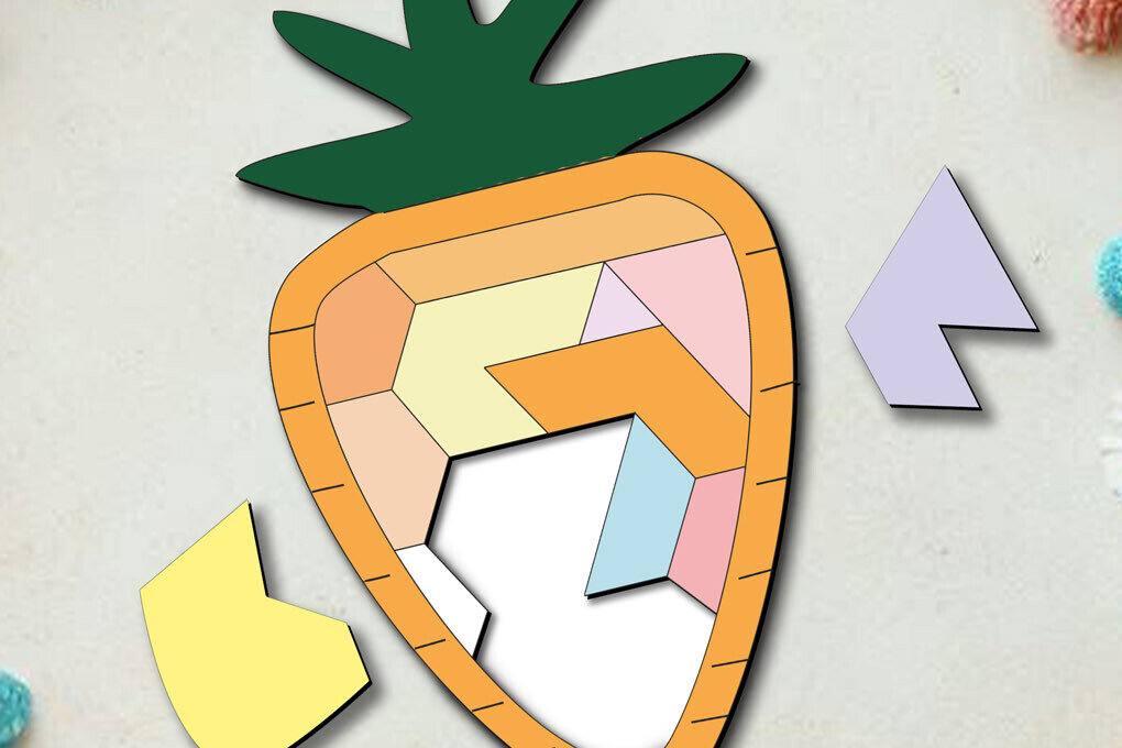 Intra απο ξύλο plywood 3mm-4mm πάχος Καρότο Πασχαλινό παζλ Παιδικό παιχνίδι Δίασταση 15x15 cm INTRAFABR-113723102