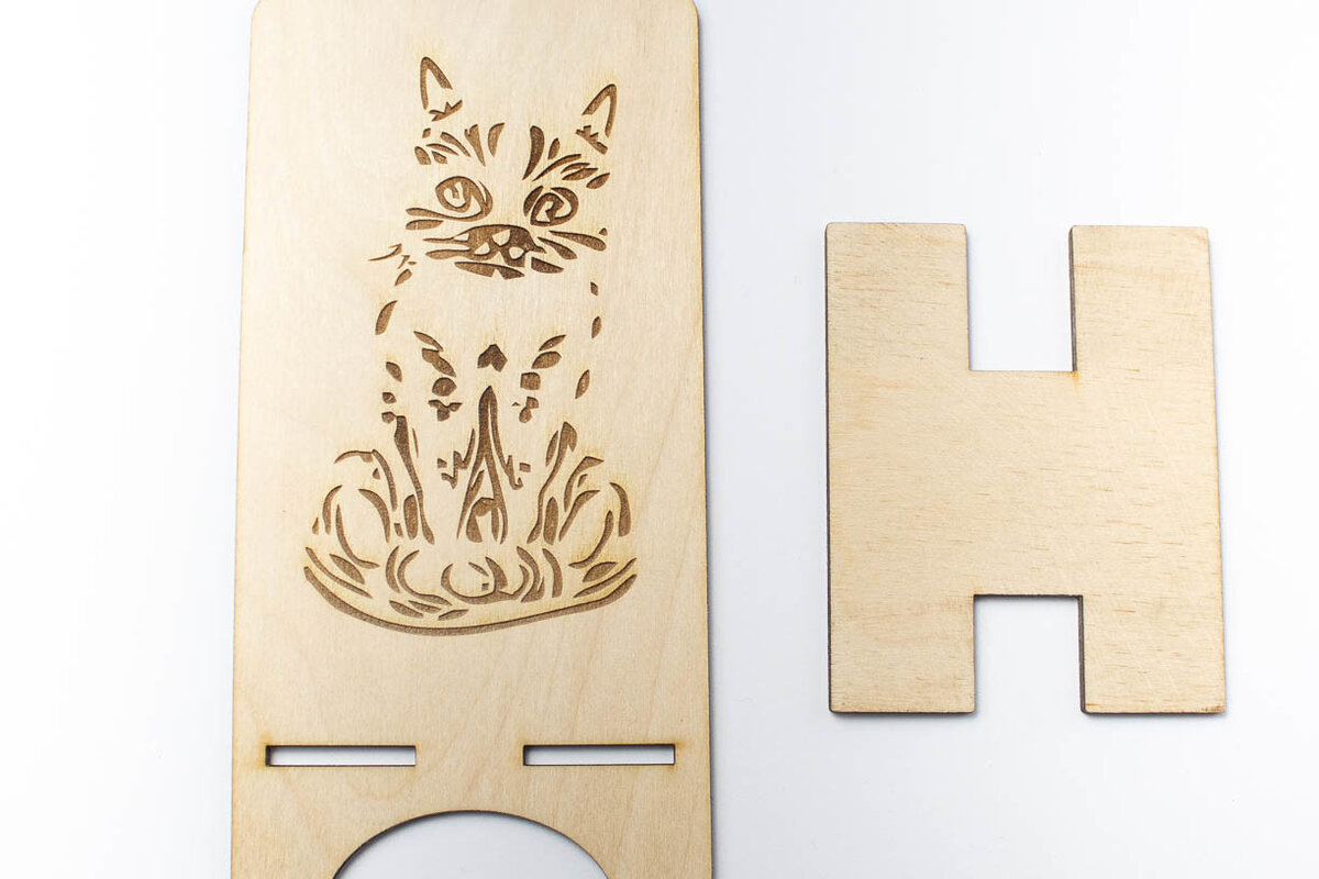 Intra απο ξύλο plywood 3mm-4mm πάχος Στάση τηλεφώνου Cartoon Cat Δίασταση 15x15 cm INTRAFABR-68730930 - Image 2