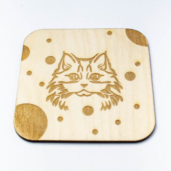 Intra απο ξύλο plywood 3mm-4mm πάχος Γελοιογραφία Siberian Cat Coaster - Χαραγμένο Δίασταση 15x15 cm INTRAFABR-66210905 - Image 1