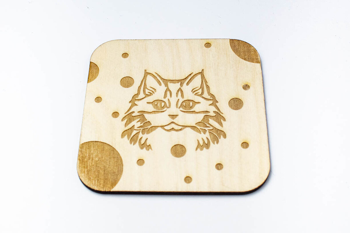 Intra απο ξύλο plywood 3mm-4mm πάχος Γελοιογραφία Siberian Cat Coaster - Χαραγμένο Δίασταση 15x15 cm INTRAFABR-66210905 - Image 1