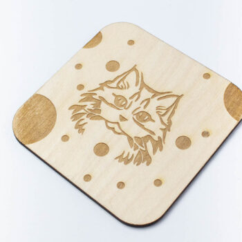 Intra απο ξύλο plywood 3mm-4mm πάχος Γελοιογραφία Siberian Cat Coaster - Χαραγμένο Δίασταση 15x15 cm INTRAFABR-66210905 - Image 2
