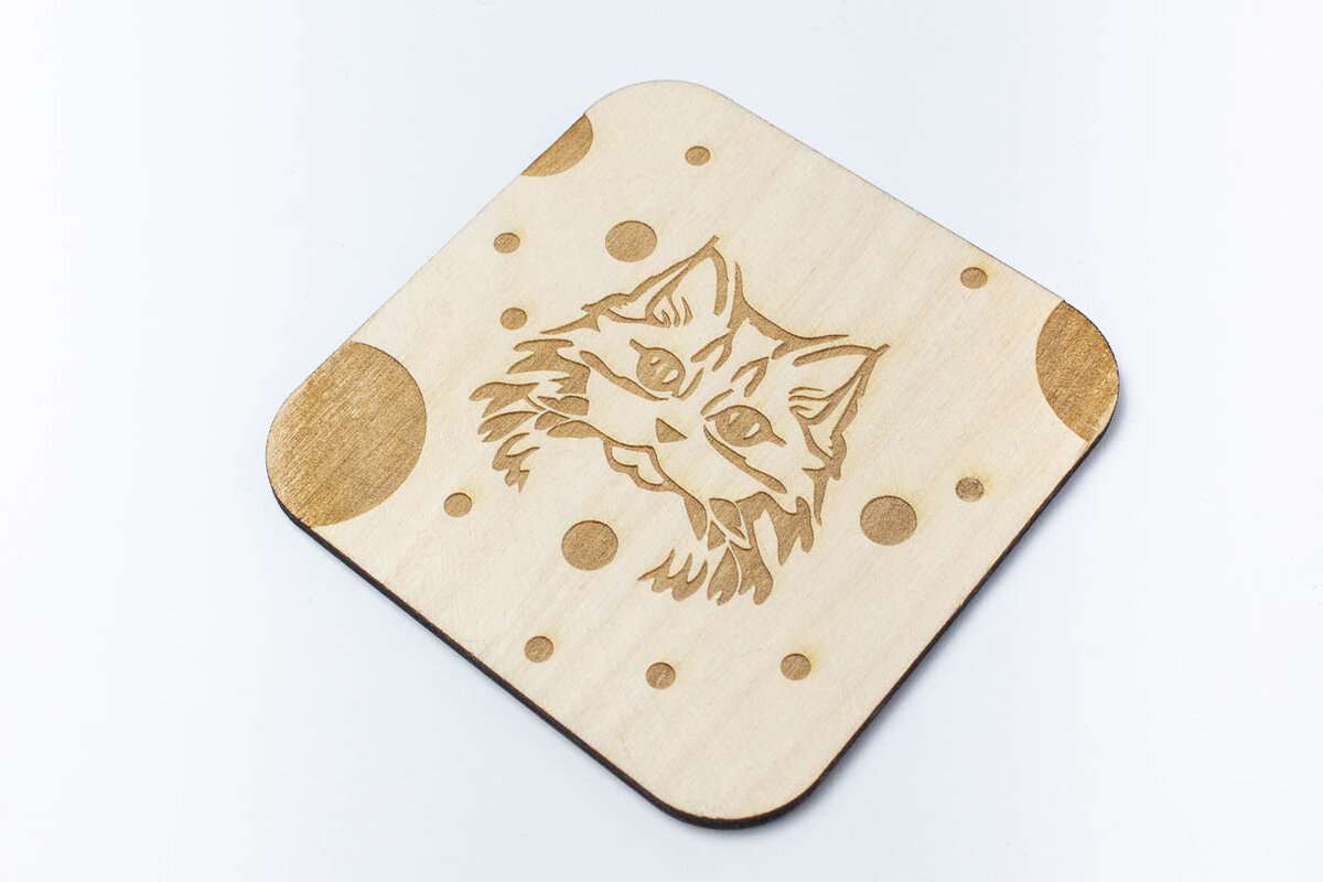 Intra απο ξύλο plywood 3mm-4mm πάχος Γελοιογραφία Siberian Cat Coaster - Χαραγμένο Δίασταση 15x15 cm INTRAFABR-66210905 - Image 2