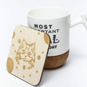 Intra απο ξύλο plywood 3mm-4mm πάχος Γελοιογραφία Siberian Cat Coaster - Χαραγμένο Δίασταση 15x15 cm INTRAFABR-66210905 - Image 3