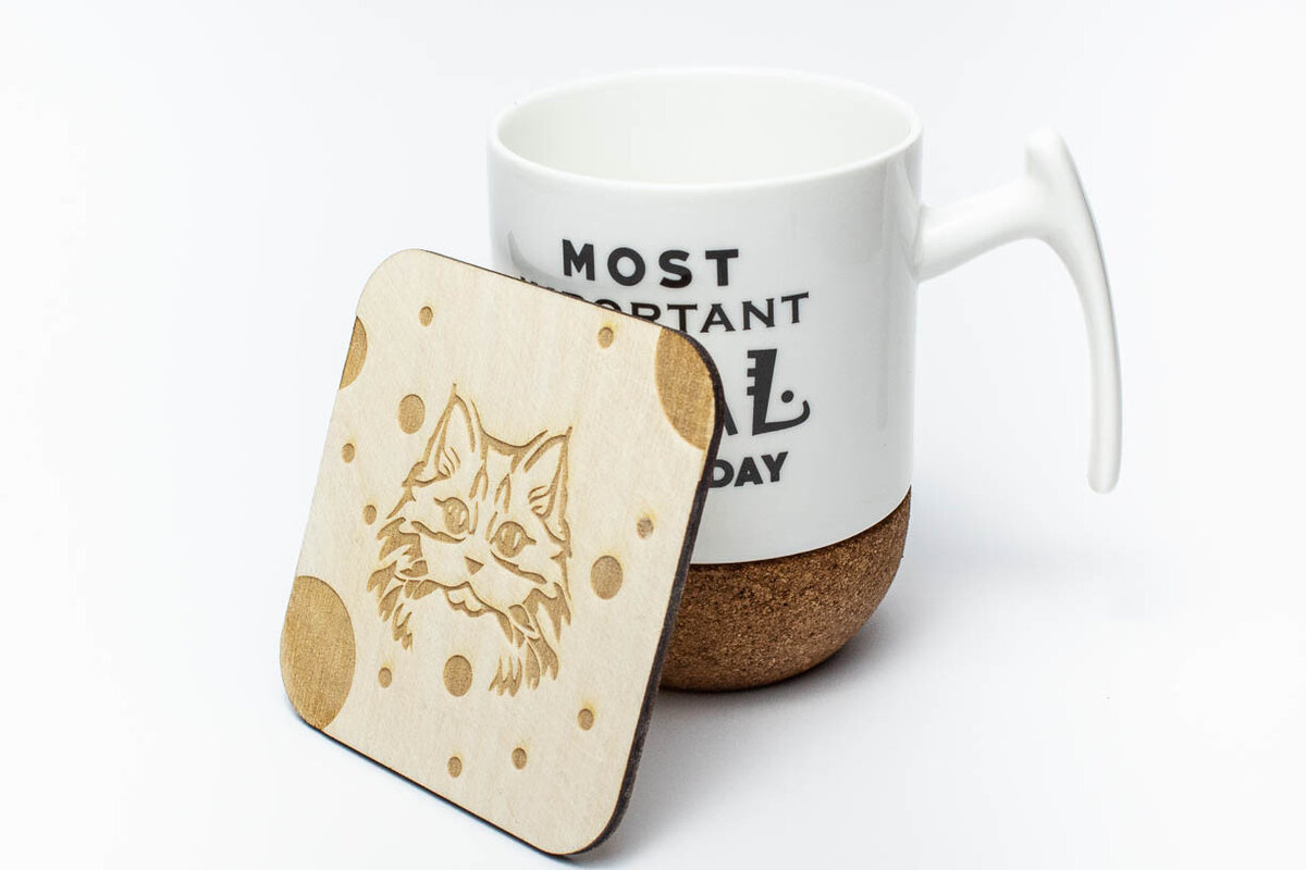 Intra απο ξύλο plywood 3mm-4mm πάχος Γελοιογραφία Siberian Cat Coaster - Χαραγμένο Δίασταση 15x15 cm INTRAFABR-66210905 - Image 3
