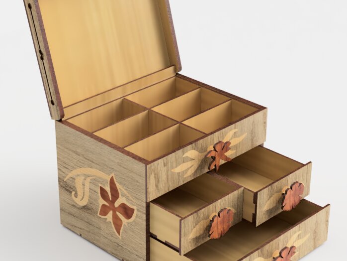 Intra απο ξύλο plywood 3mm-4mm πάχος Κασετίνα τρισδιάστατα μοτίβα με λέιζερ λουλουδάτο κουτί Δίασταση 1x1 cm INTRAFABR-91124564