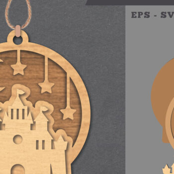 Intra απο ξύλο plywood 3mm-4mm πάχος Στολίδι Castle Δίασταση 8x8 cm INTRAFABR-112011281 - Image 1