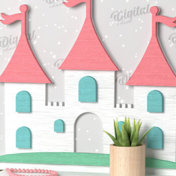 Intra απο ξύλο plywood 3mm-4mm πάχος Σχέδιο κοπής με λέιζερ ραφιών τοίχου Castle Δίασταση 6x6 cm INTRAFABR-109866826 - Image 1