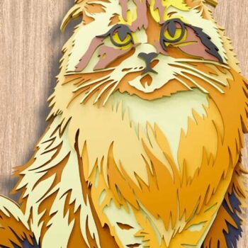 Intra απο ξύλο plywood 3mm-4mm πάχος πολλαπλών επιπέδων Cat 3D Δίασταση 9x10 cm INTRAFABR-115018425 - Image 2